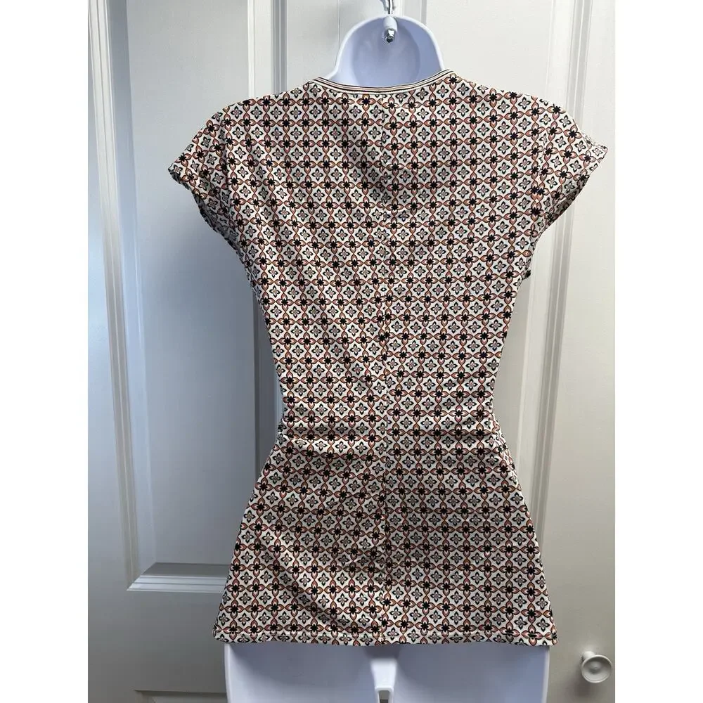 Max Studio Top Womens X-Small White Blouse Shirt Ruched Wrap Knit Career New - Picture 7 of 13